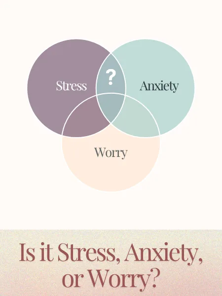 stress, anxiety, worry ven diagram illustration